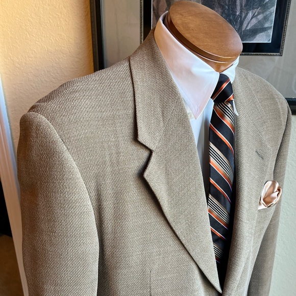 VIVA VINTAGE!  Vestimenta Wool Blend Tan Weave Jacket Size 42R - Picture 4 of 15